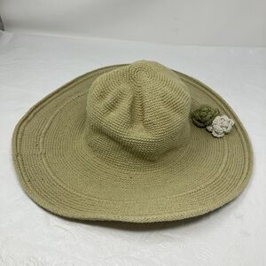 Silver Wave Wire Brim Hat Beach BOHO Cotton Knit Travel Beige  Floral Packable